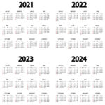 Calendar 2021, 2022, 2023, 2024 Year. The Week Starts On Sunday | Free Printable 3 Year Calendar 2022 To 2024