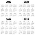 Calendar 2022, 2023, 2024, 2025 Year. The Week Starts On Sunday | 3 Year Calendar 2022 To 2024 Printable