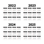 Calendar 2022, 2023, 2024 And 2025 Years. The Week Starts Sunday | 2022 2023 2024 Calendar Printable
