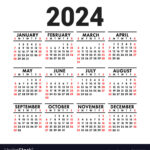 Calendar 2024 English Square Wall Or Pocket Vector Image | 2024 Pocket Calendar Printable