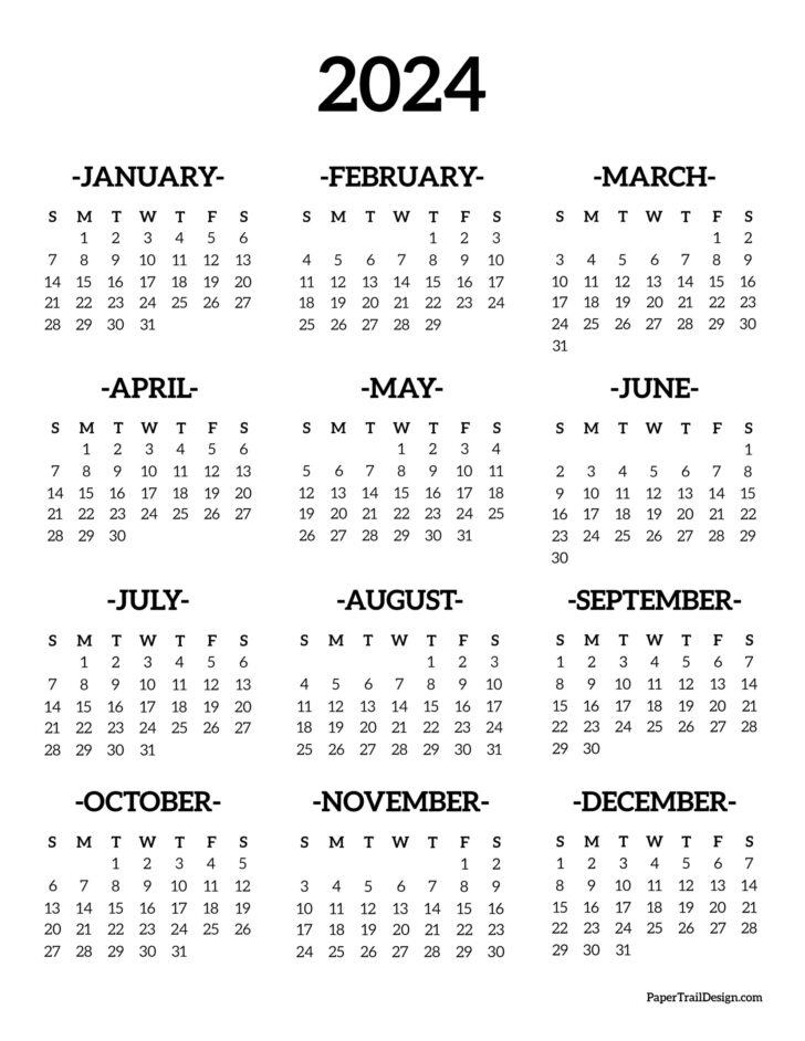 Free Printable Calendar 2024 Yearly | Calendar 2024