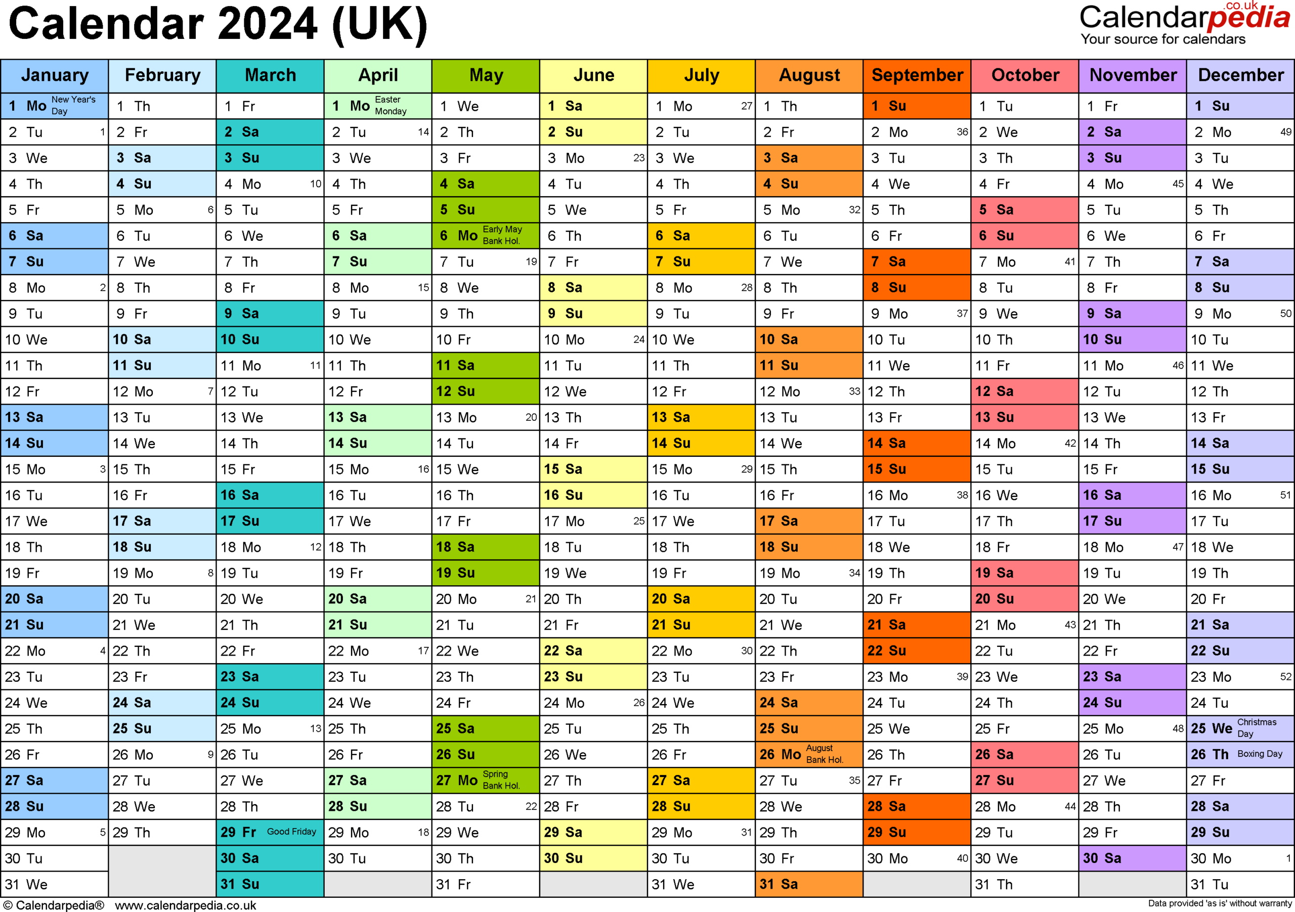 Calendar 2024 (Uk) - Free Printable Microsoft Word Templates | 2024 Yearly Calendar Printable Word