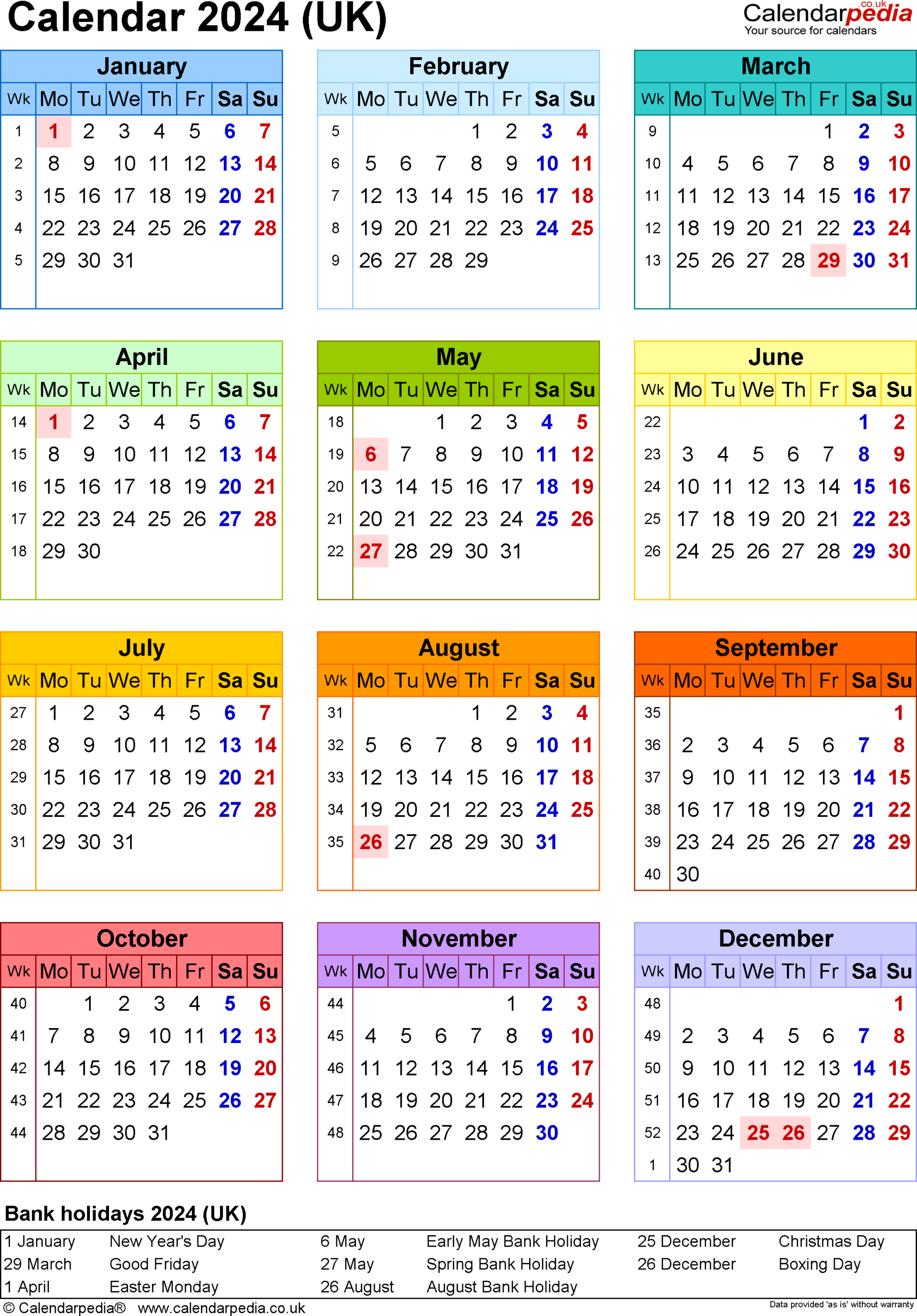 Calendar 2024 (Uk) - Free Printable Microsoft Word Templates |  Calendar 2024