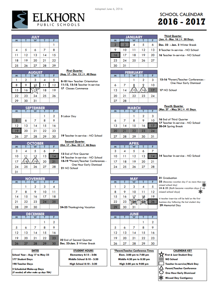 Calendar | Elkhorn Public Schools | Epsb Calendar 2024 25 Printable