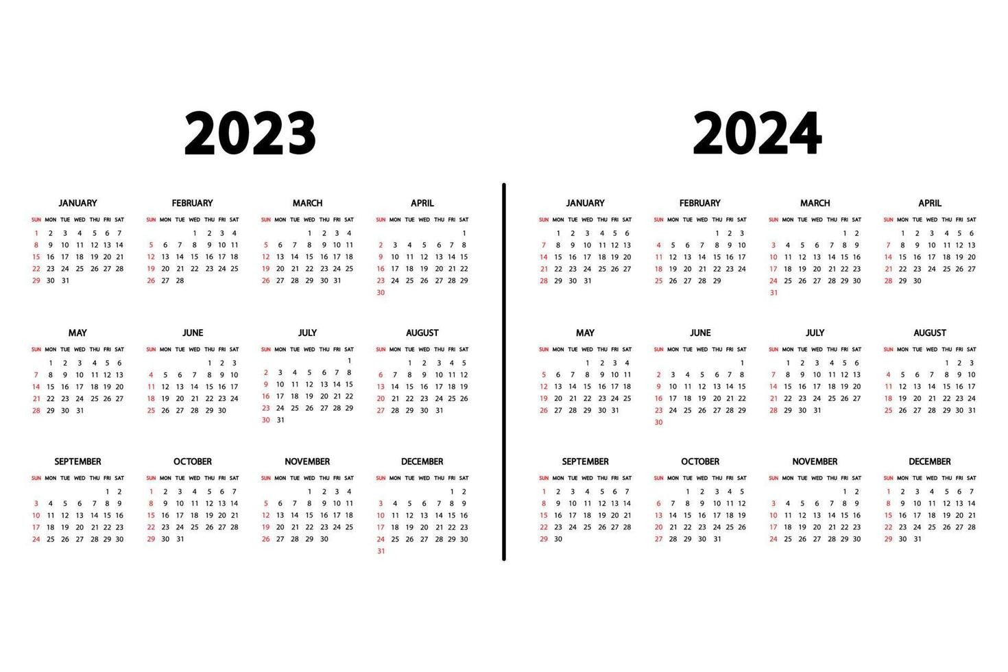 2 Year Printable Calendar 2023 and 2024 | Calendar 2024 | Printable ...