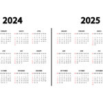 Calendar English 2024 And 2025 Years. The Week Starts Sunday | 2024 2025 Calendar Printable