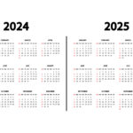 Calendar English 2024 And 2025 Years. The Week Starts Sunday | Printable Calendar 2024 And 2025
