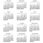 Calendar Template For The Year 2024 In Simple Vector Image | 2024 Mini Calendar Printable