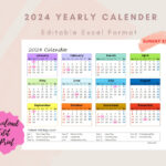 Calendrier Excel Annuel Dune Page 2024   Etsy France | 2024 Calendar With Holidays Printable Excel