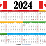 Canada 2024 Calendar With Holidays Printable | 2024 Calendar Canada Printable Free