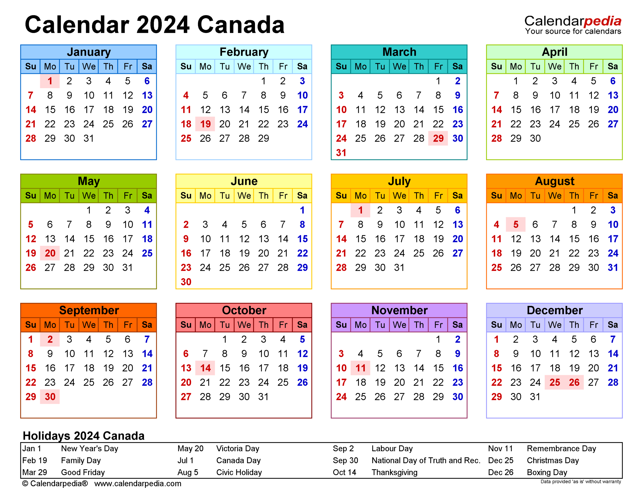 Canada Calendar 2024 - Free Printable Excel Templates | 2024 Calendar With Canadian Holidays Printable