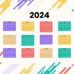 Colorful Year 2024 Calendar   Download In Word, Google Docs |  Calendar 2024