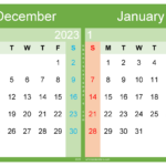 December 2023 And January 2024 Calendar Template (Dj2319) | December 2023 And January 2024 Calendar Printable