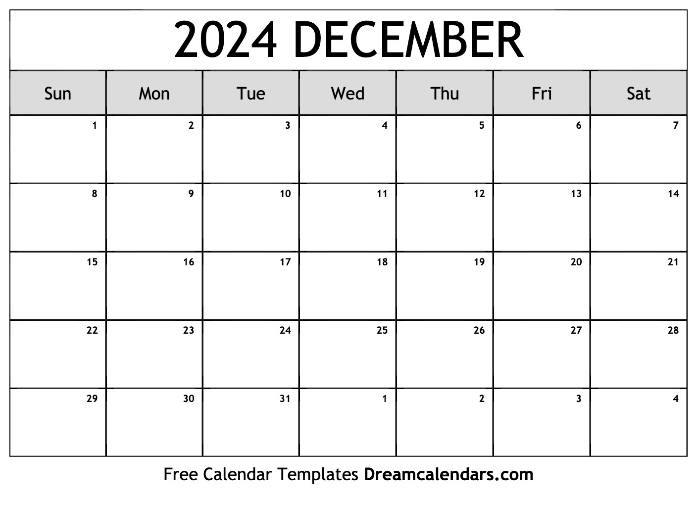 December 2024 Calendar | Free Blank Printable With Holidays | December 2024 Calendar Printable