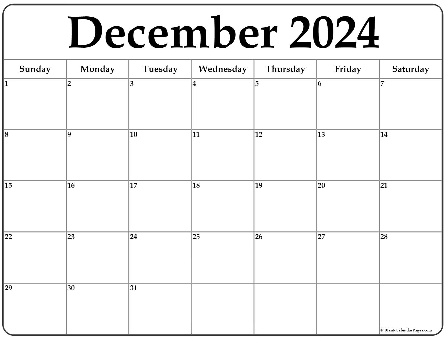 December 2024 Calendar | Free Printable Calendar | December 2024 Free Printable Calendar