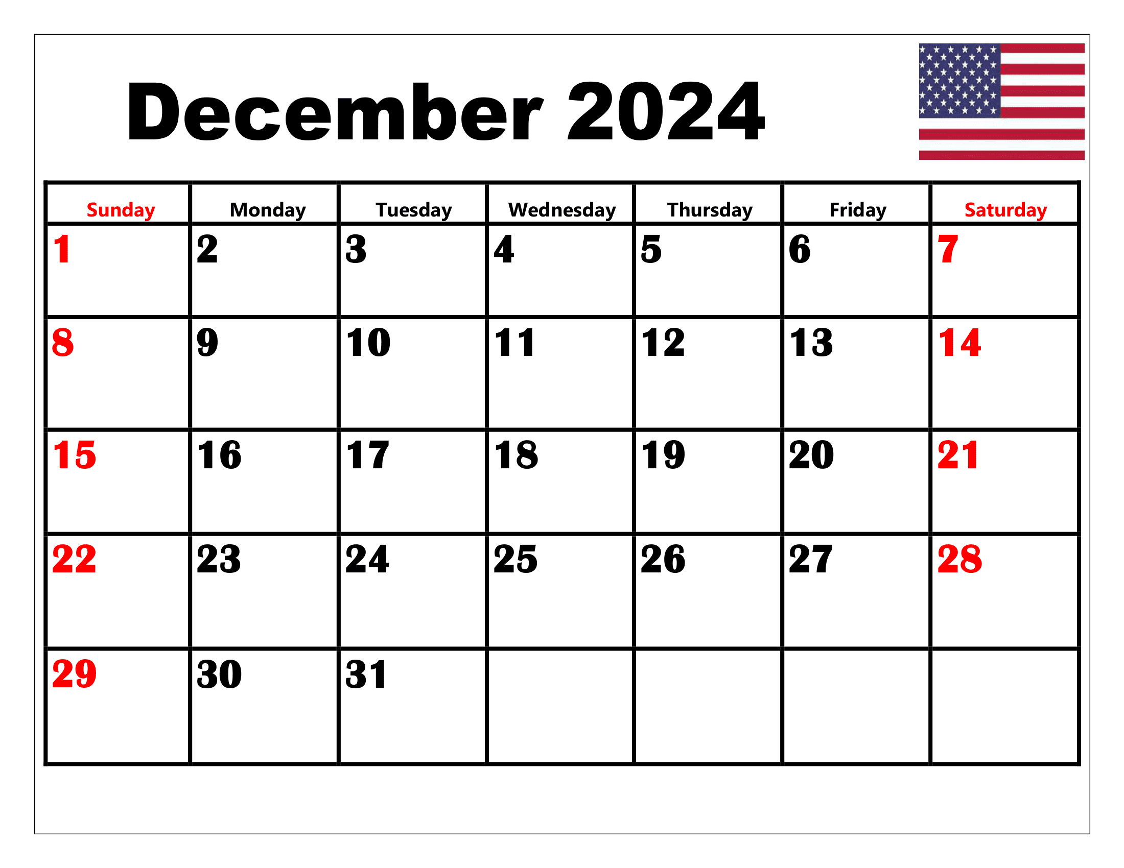 December 2024 Calendar Printable Pdf Blank Free Templates | December 2024 Calendar Printable