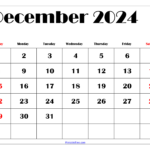 December 2024 Calendar Printable Pdf Blank Free Templates | December 2024 Free Printable Calendar