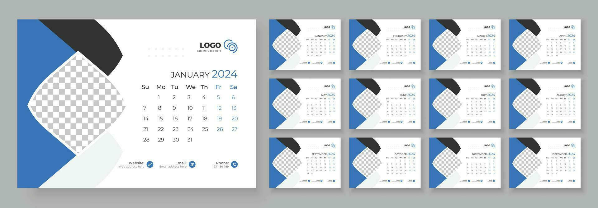 Desk Calendar Template 2024. Desk Calendar In A Minimalist Style | 2024 Desk Calendar Printable