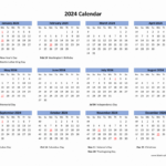 Download Blank Calendar 2024 With Us Holidays (12 Months On One | 2024 Printable Calendar One Page With Holidays