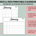 Editable 2023 Calendar 2024 Calendar 2024 Monthly Planner |  Calendar 2024