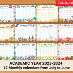 Editable School Calendar 2023 2024 From July To June   Etsy |  Calendar 2024