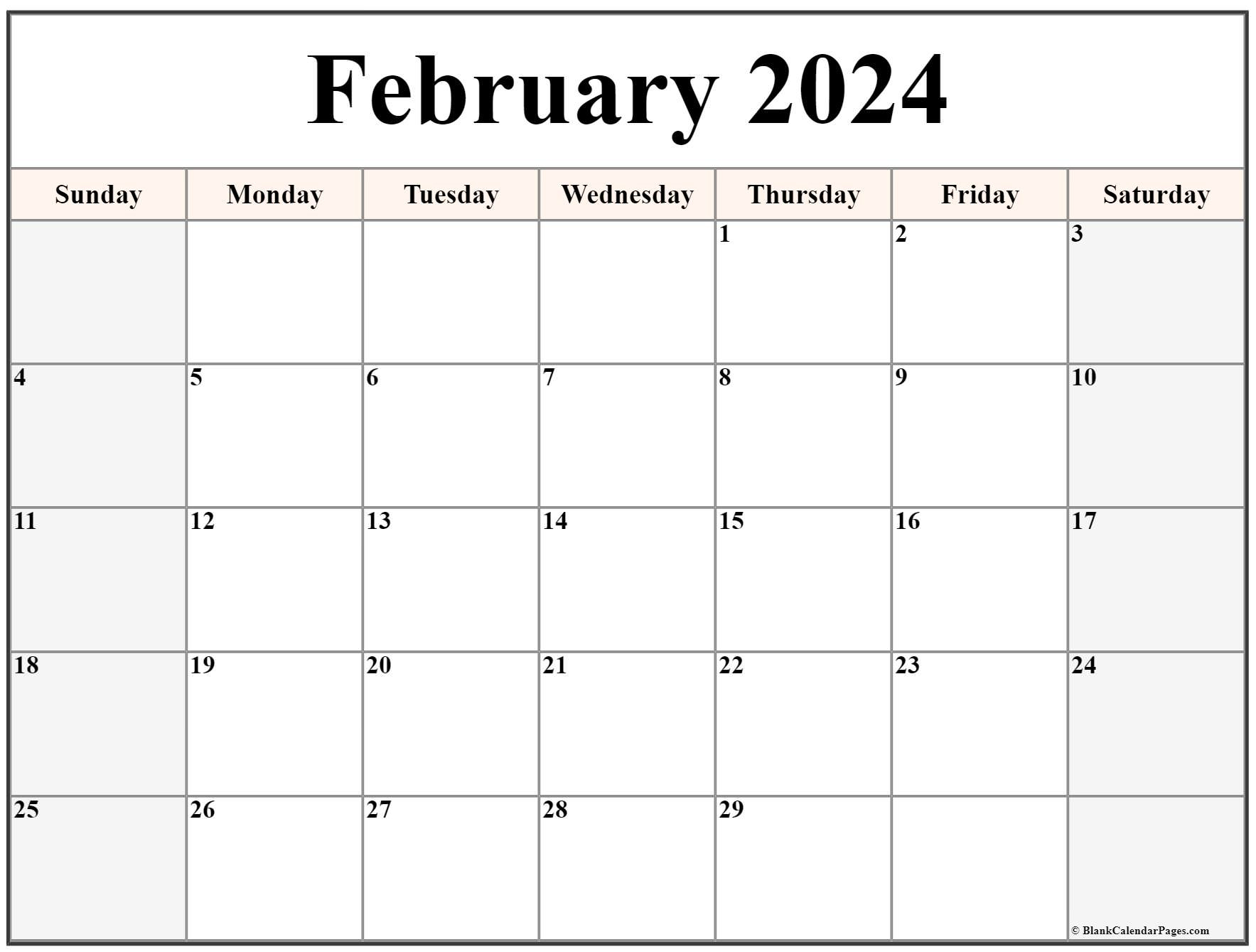 Free Printable February 2024 Calendar with Holidays | Calendar 2024 ...