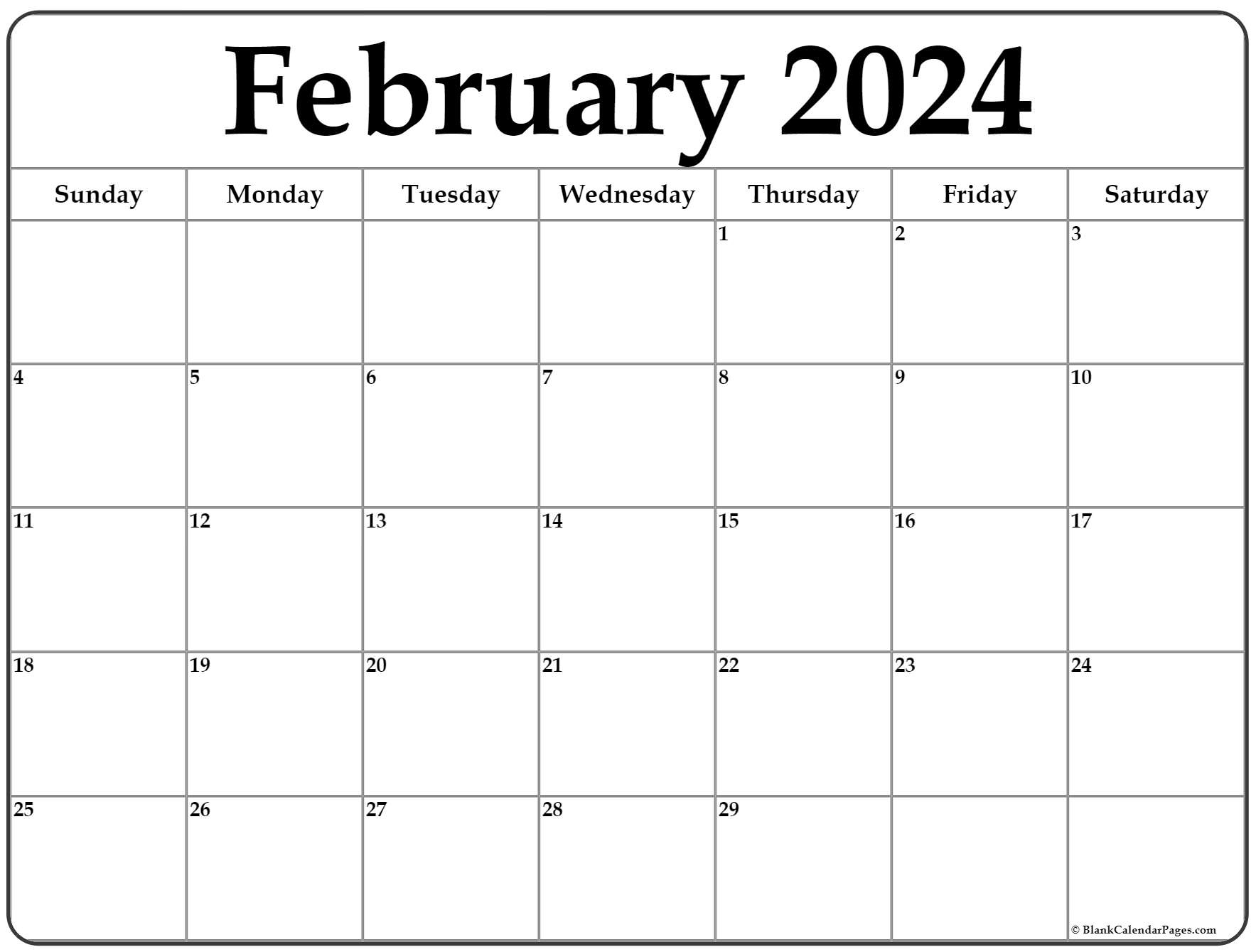 February 2024 Monthly Calendar Printable | Calendar 2024 | Printable ...