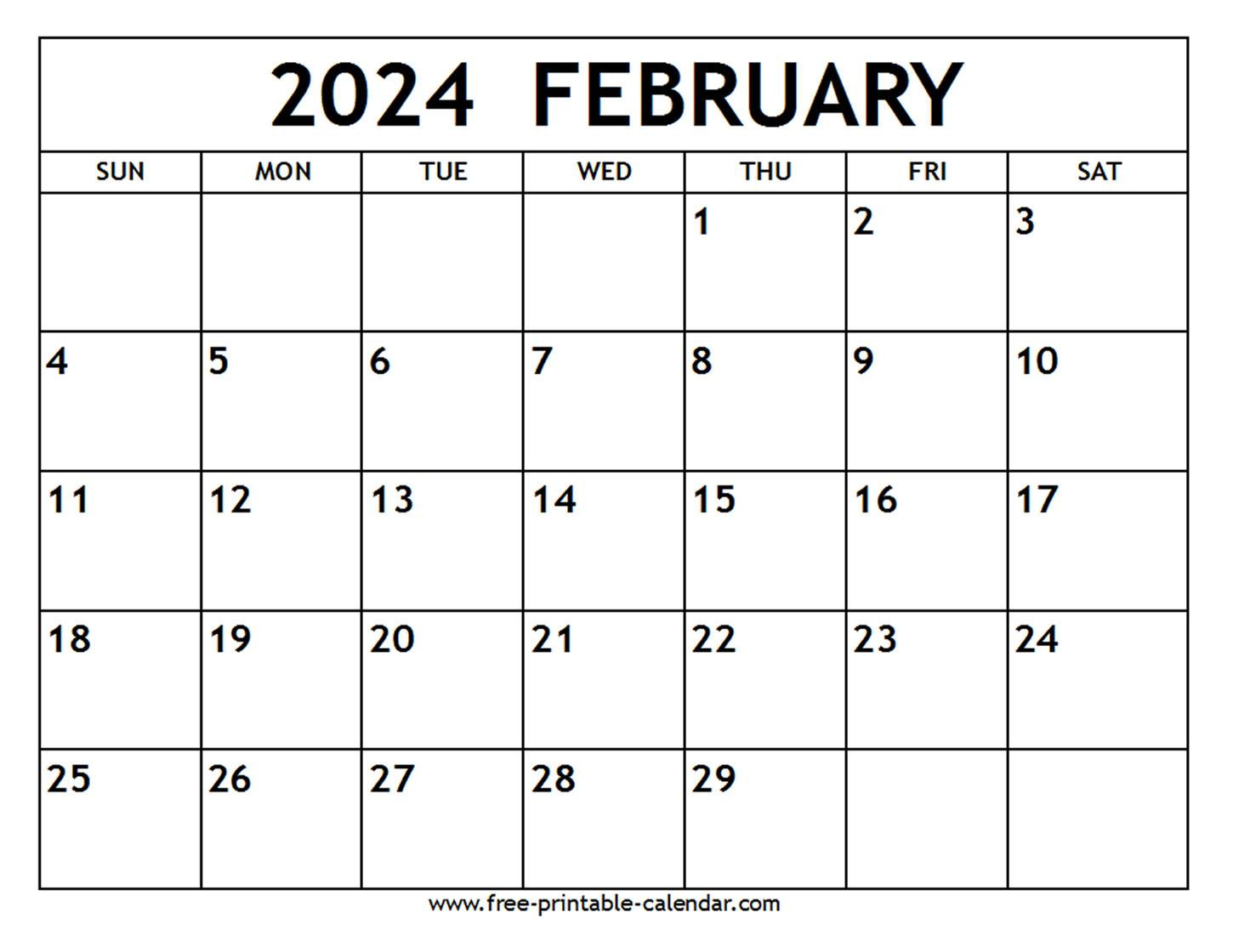 February 2024 Calendar - Free-Printable-Calendar |  Calendar 2024