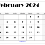 February 2024 Calendar Printable Pdf Template With Holidays | Free 2024 Printable Calendar By Month