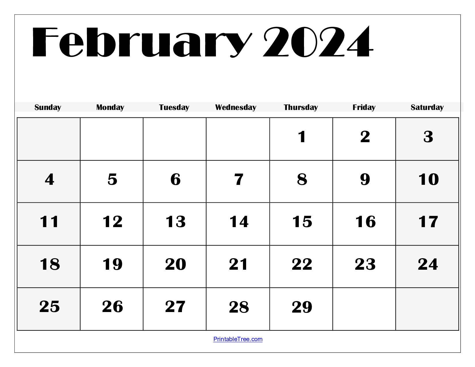 February 2024 Calendar Printable Pdf Template With Holidays | Free 2024 Printable Calendar By Month