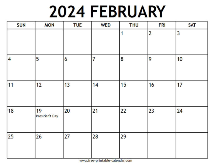 Free Printable February 2024 Calendar with Holidays | Calendar 2024