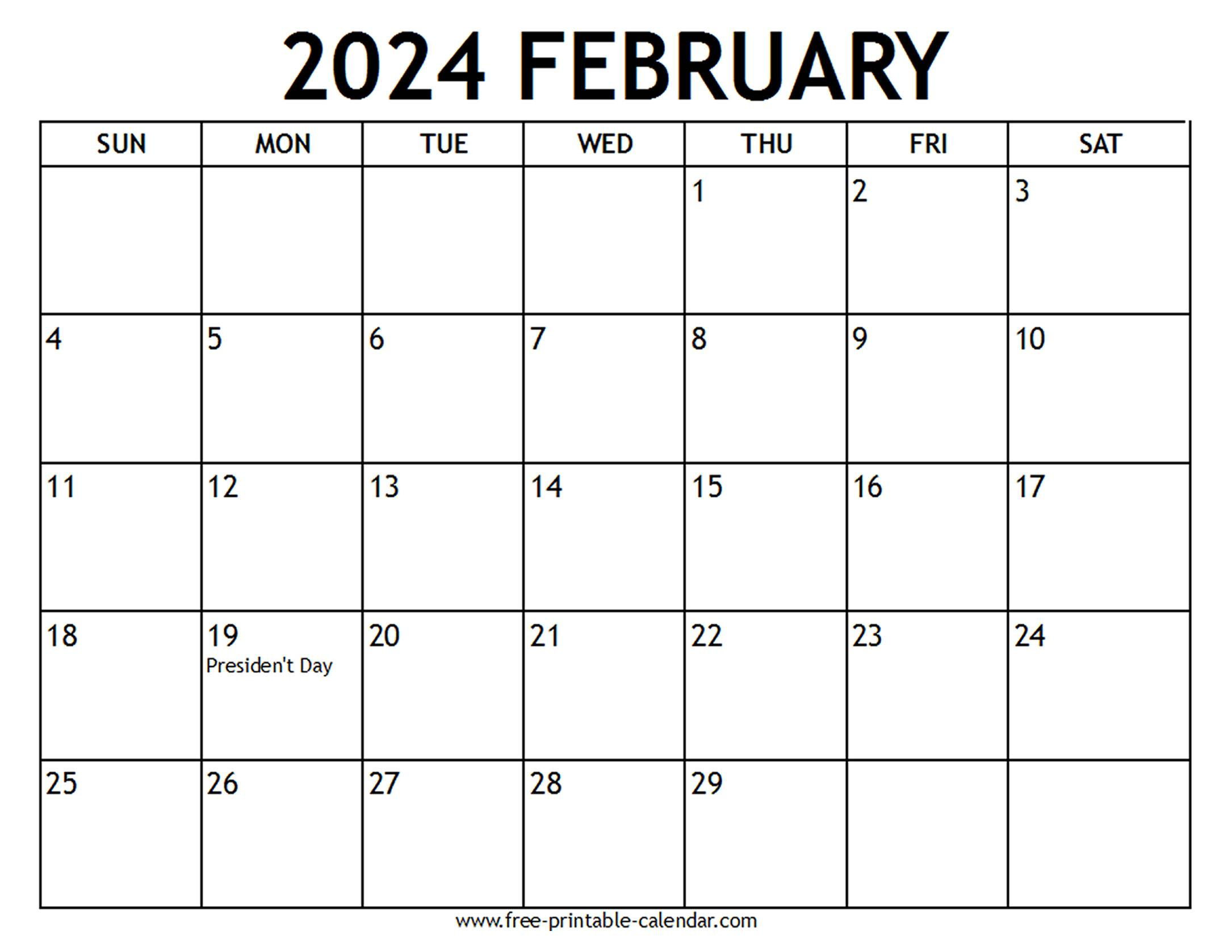 February 2024 Calendar Us Holidays - Free-Printable-Calendar |  Calendar 2024