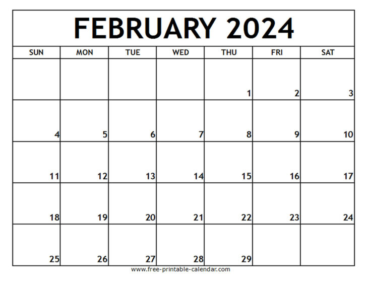 Printable Monthly Calendar February 2024 | Calendar 2024