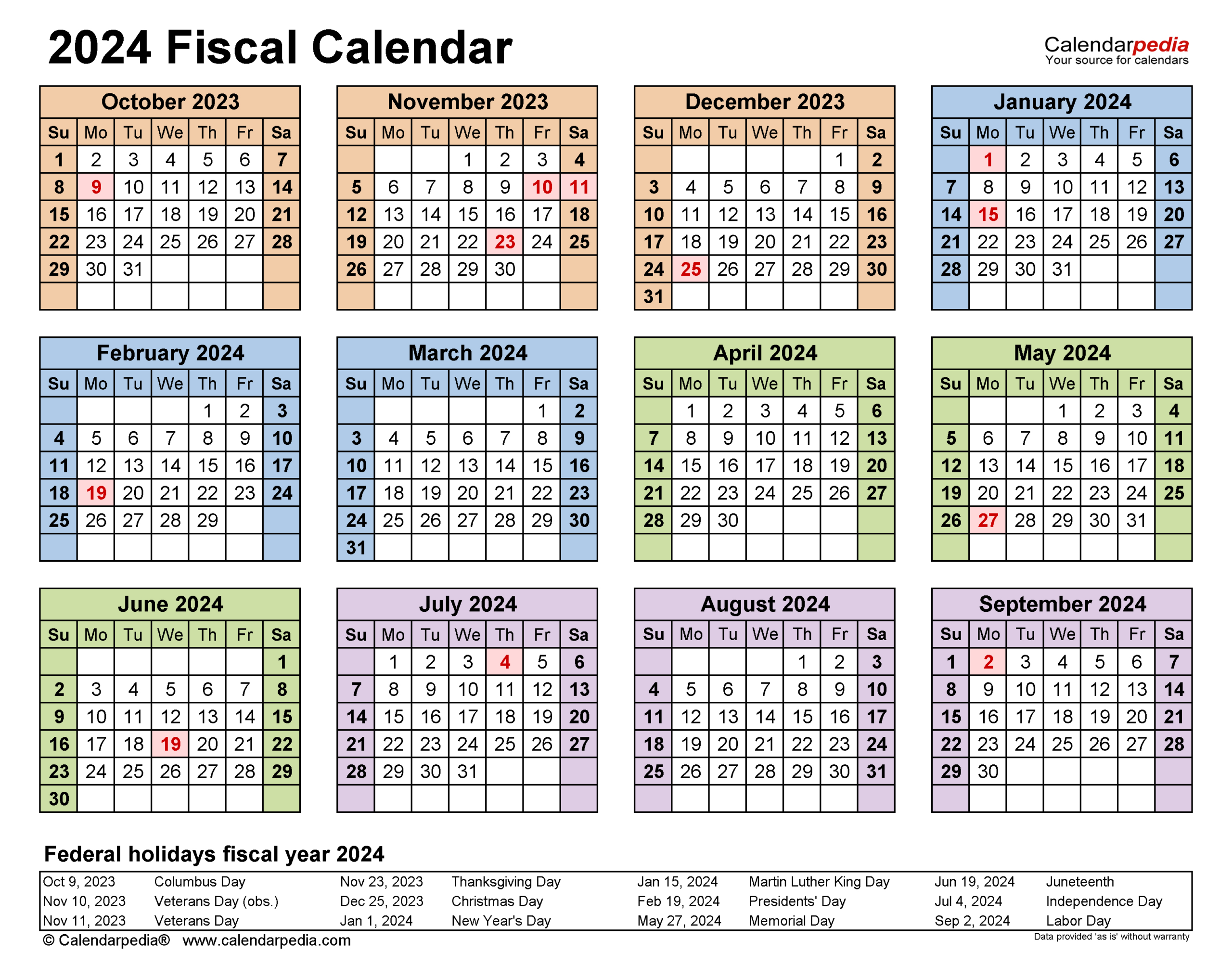 Fiscal Calendars 2024 - Free Printable Pdf Templates | 2024 Fiscal Calendar Printable