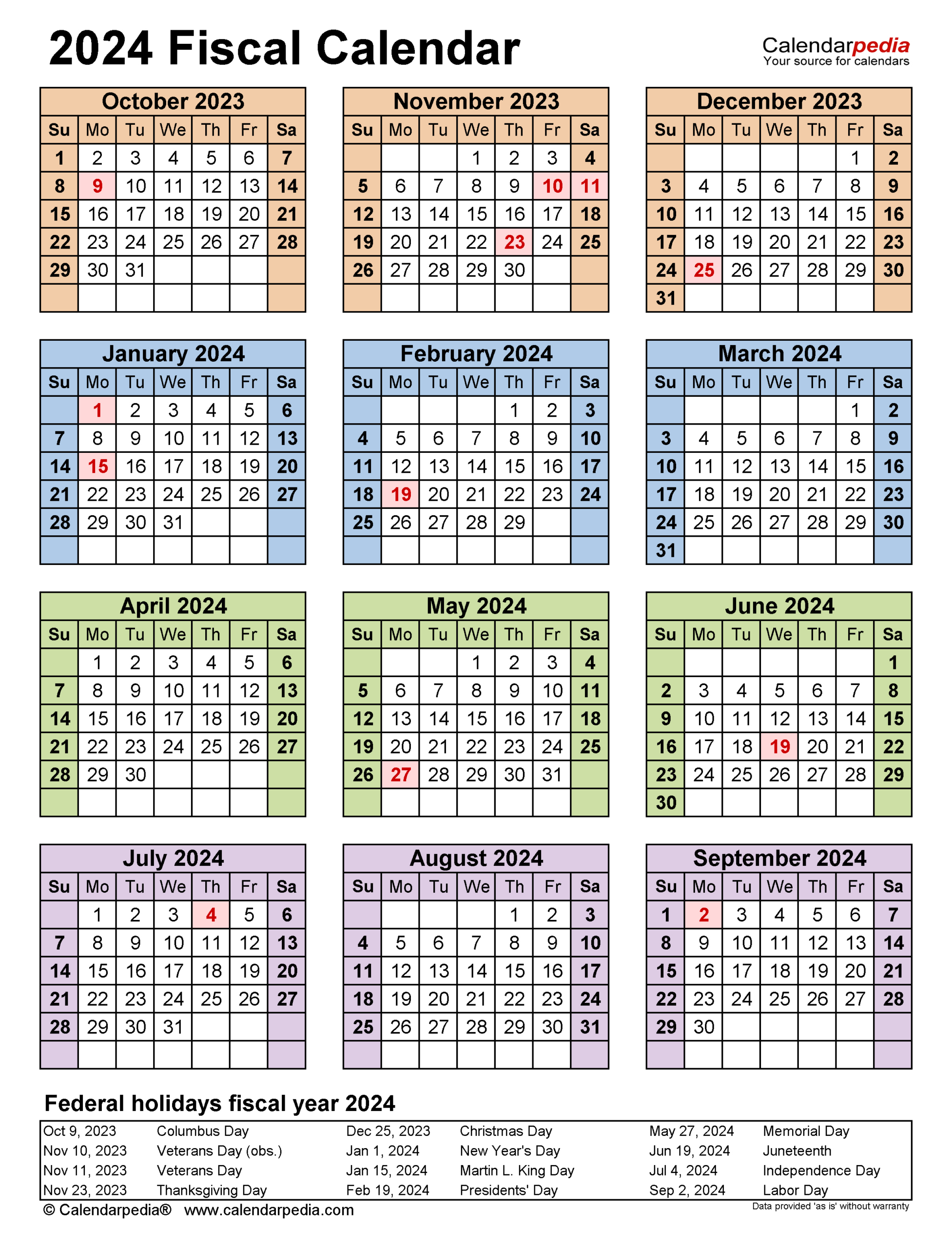 Fiscal Calendars 2024 - Free Printable Pdf Templates |  Calendar 2024