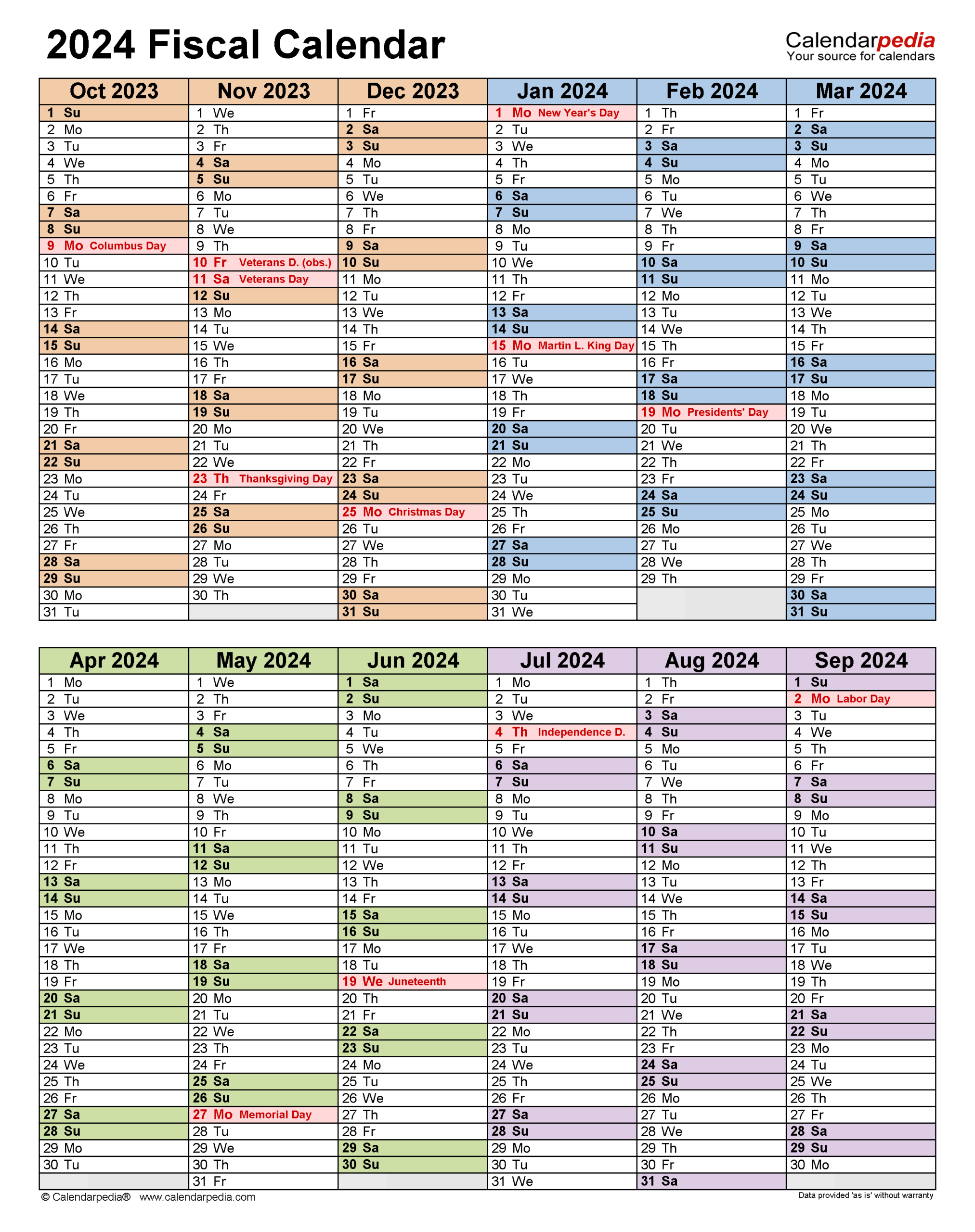 Fiscal Calendars 2024 - Free Printable Pdf Templates |  Calendar 2024