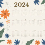 Floral Year 2024 Calendar   Download In Word, Google Docs | 2024 Floral Calendar Printable