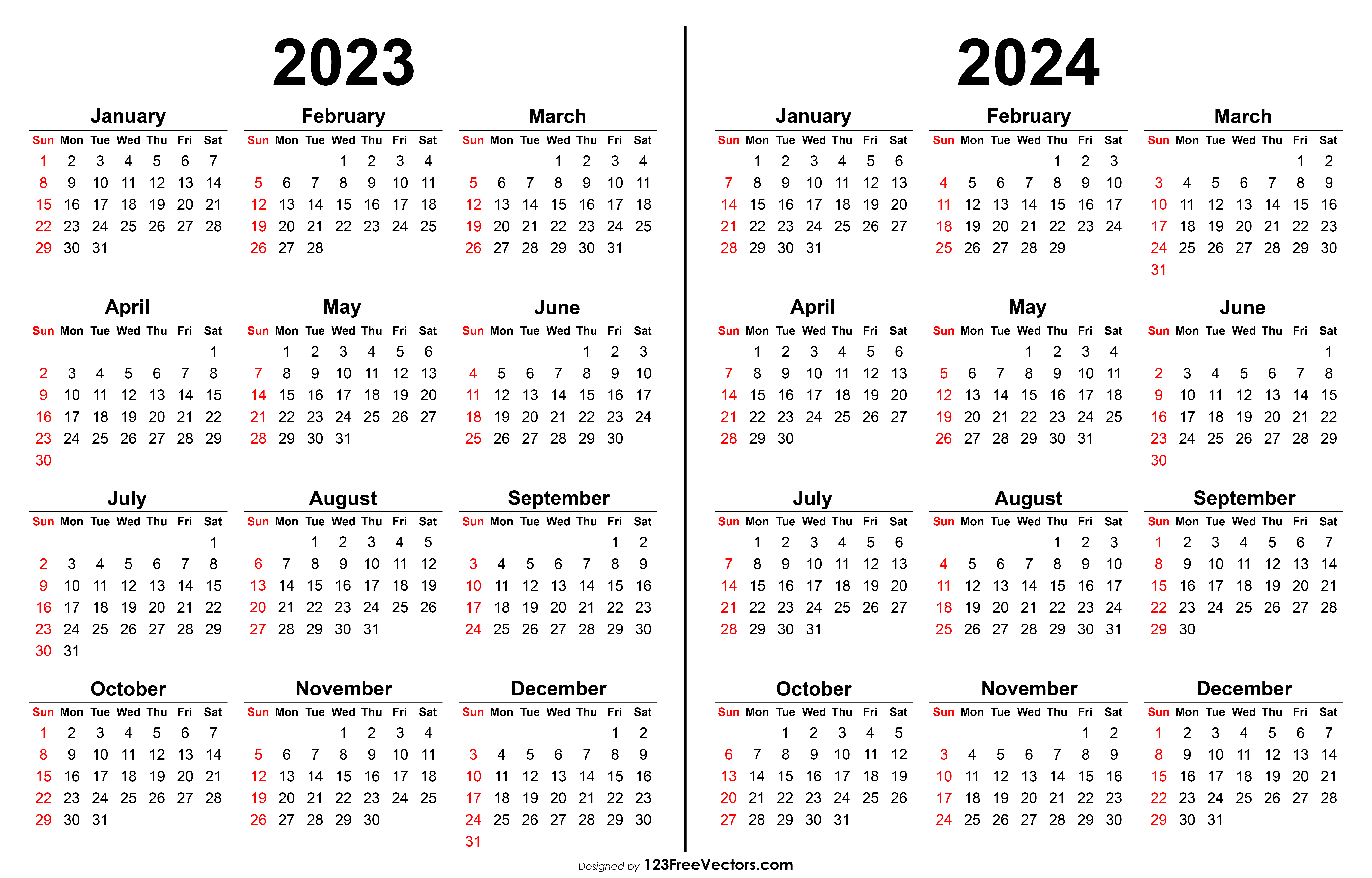 Free 2023 2024 Calendar |  Calendar 2024
