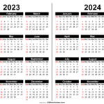 Free 2023 And 2024 Calendar Printable | 2023 And 2024 Calendar With Holidays Printable