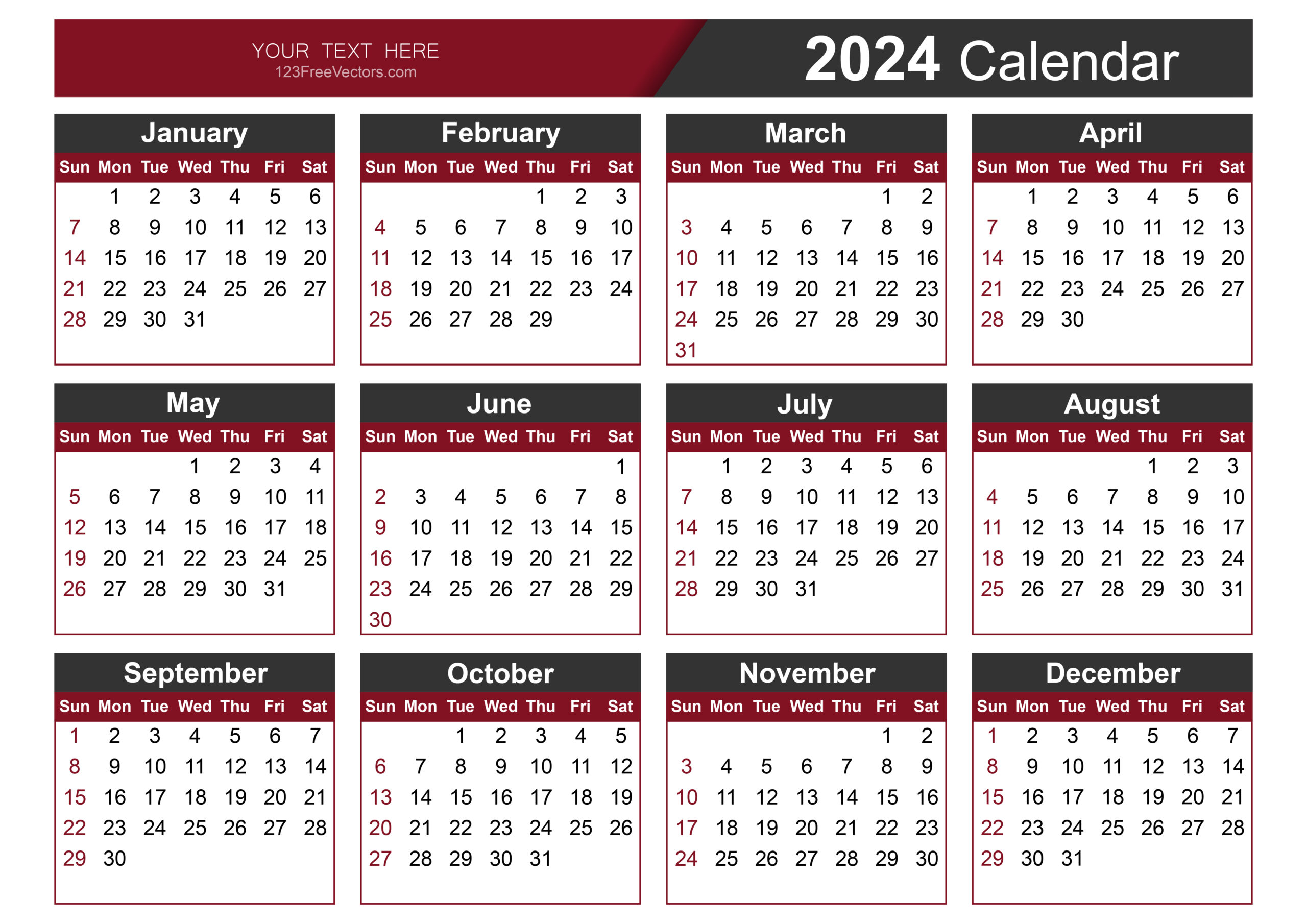 Free 2024 Calendar Pdf Download | Free Printable Calendar 2024 Pdf Download