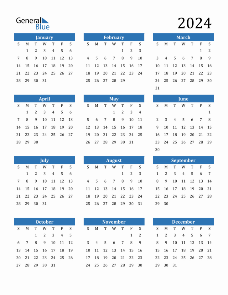 2024 Calendar Excel Printable | Calendar 2024