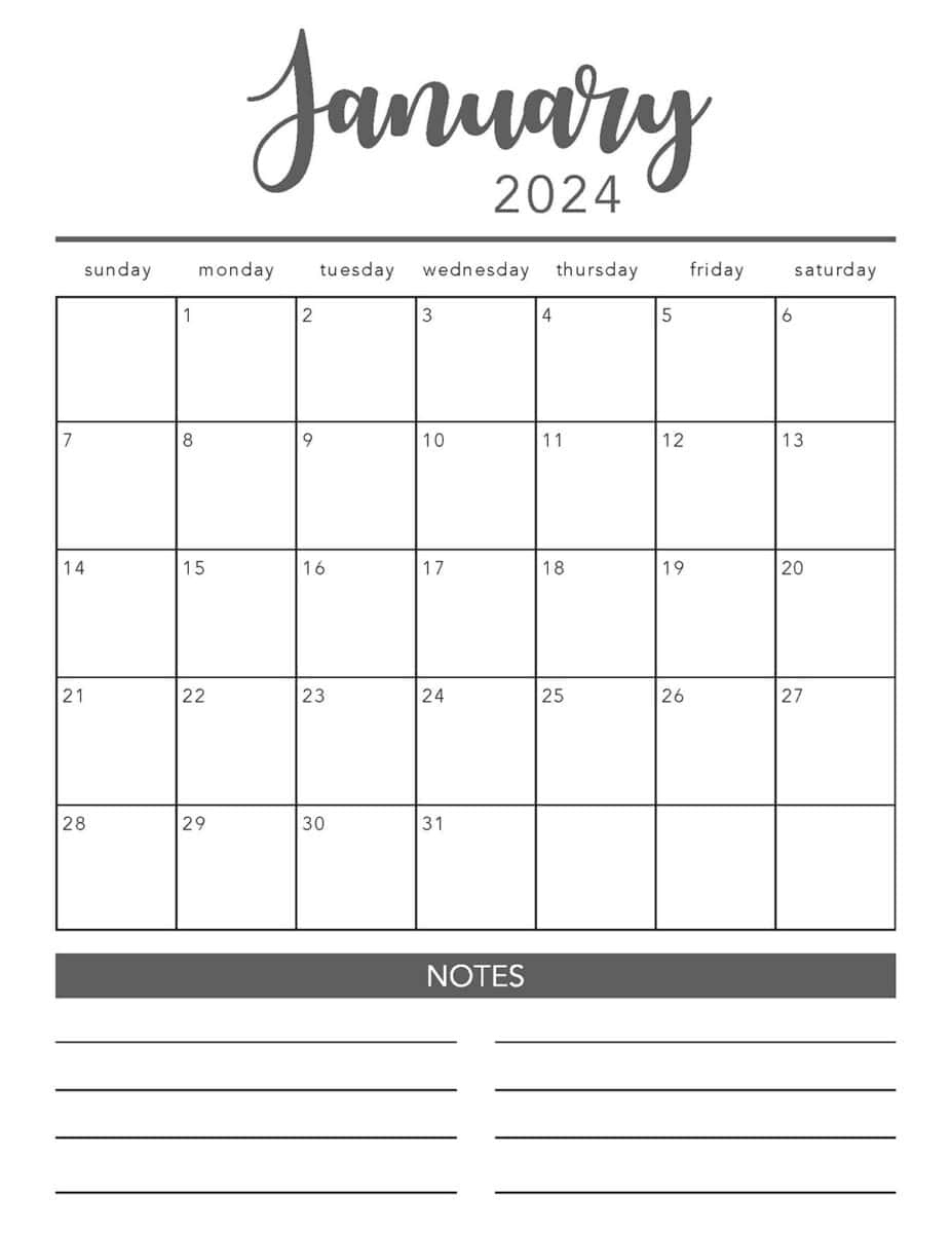Free 2024 Printable Calendar Template - I Heart Naptime | 2024 Monthly Calendar Printable Free