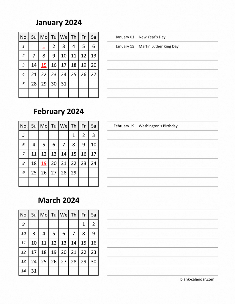 3 Month Calendar Printable 2024 | Calendar 2024 | Printable Calendar 2024