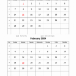 Free Download Printable Calendar 2024, 2 Months Per Page, 6 Pages | Printable Calendar 2024 2 Months Per Page