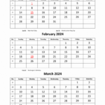 Free Download Printable Calendar 2024, 3 Months Per Page, 4 Pages |  Calendar 2024