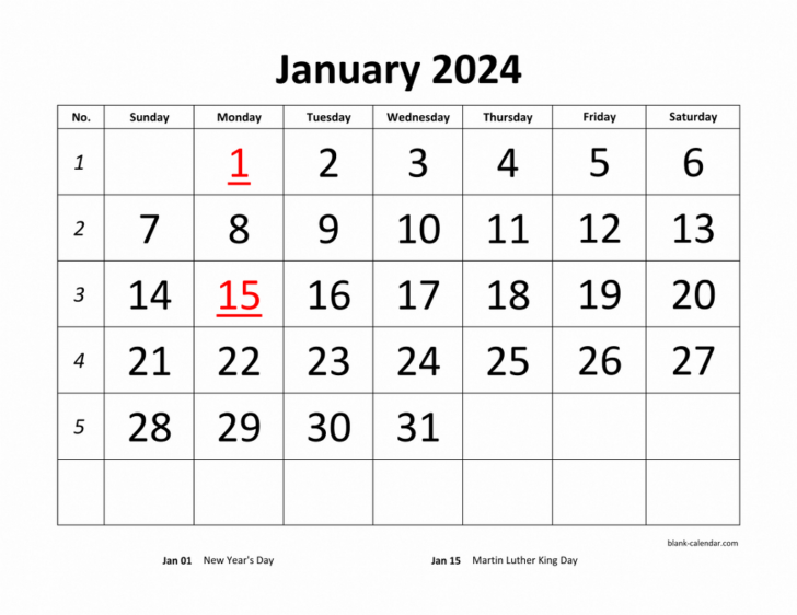 Blank Printable Calendar 2024 | Calendar 2024