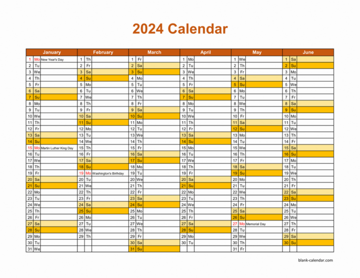 6 Month Calendar 2024 Printable | Calendar 2024