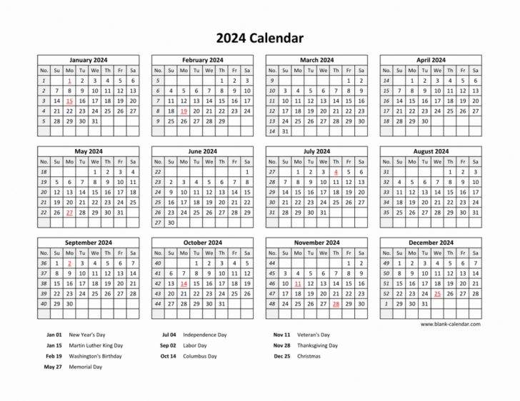 2024 Calendar A4 Printable | Calendar 2024