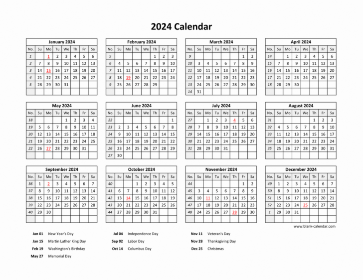Free Printable 2024 Yearly Calendar | Calendar 2024