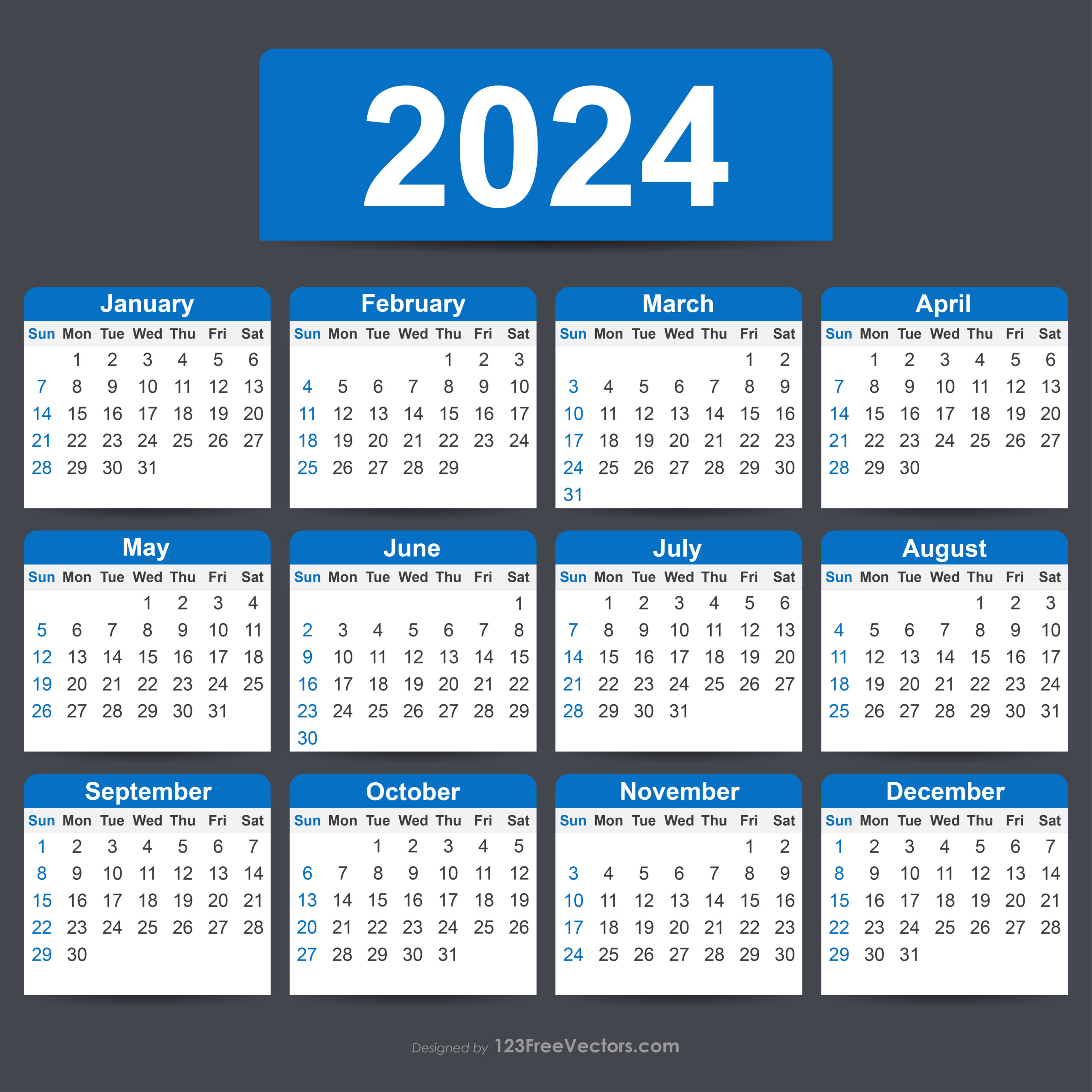 Printable Editable Calendar 2024 | Calendar 2024 | Printable Calendar 2024